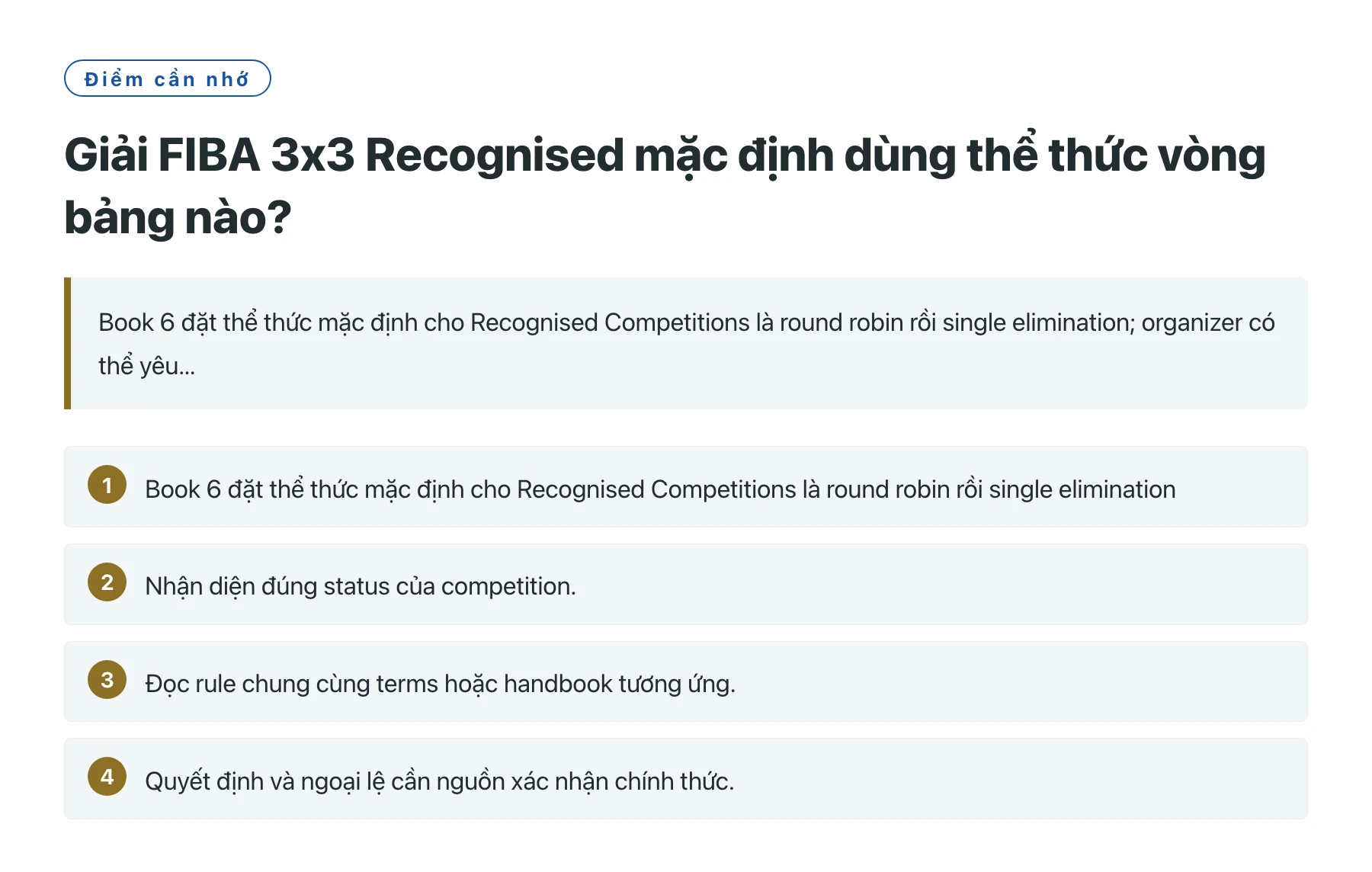 Giải FIBA 3x3 Recognised mặc định dùng thể thức vòng bảng nào?——全文要点速览